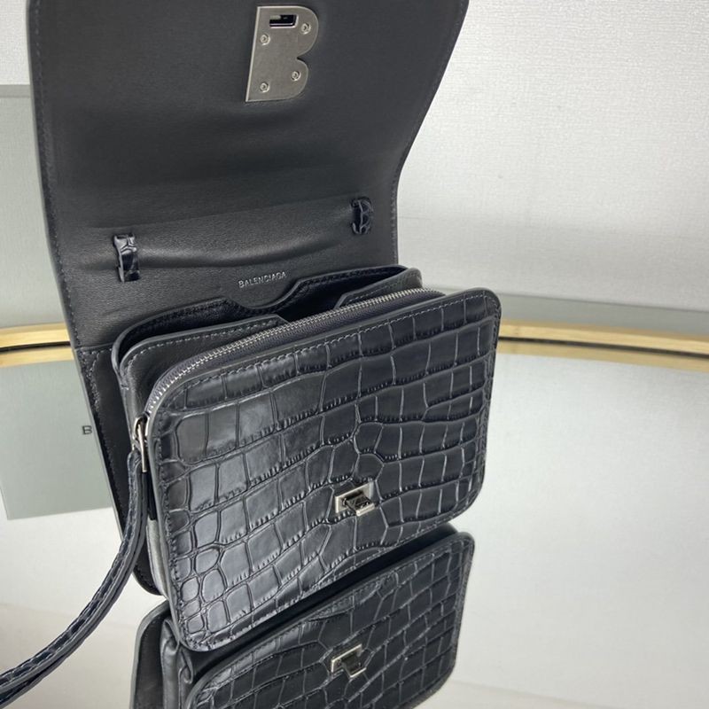 欲しい♡超限定♪【バレンシアガ】ミニクロスボディバッグ スーパーコピー★ブラッククロコダイルプリントレザー bar05716最高級