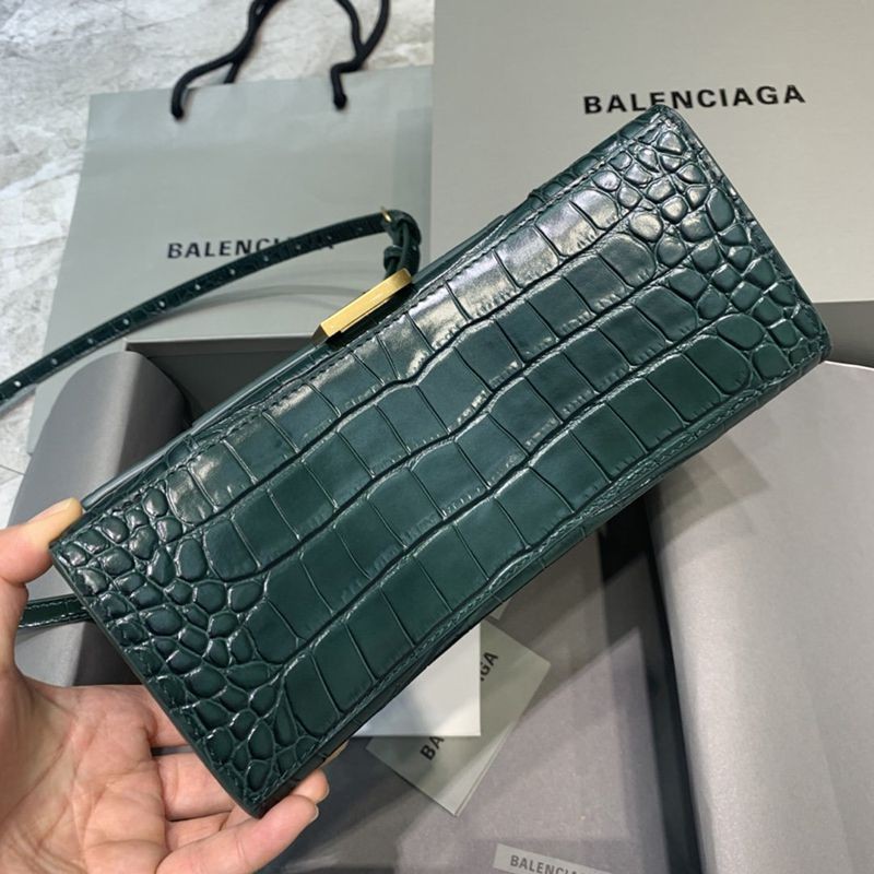 21AW新作バレンシアガ 偽物 クロコダイル型押し*HOURGLASS ハンドルバッグ S bar28826高い品質