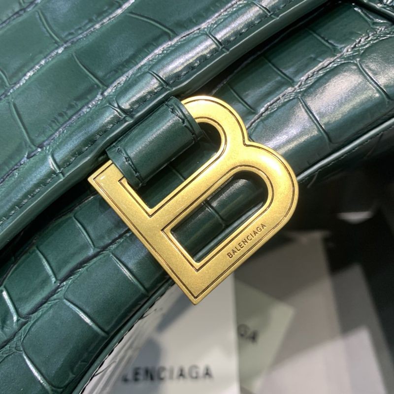 21AW新作バレンシアガ 偽物 クロコダイル型押し*HOURGLASS ハンドルバッグ S bar28826人気