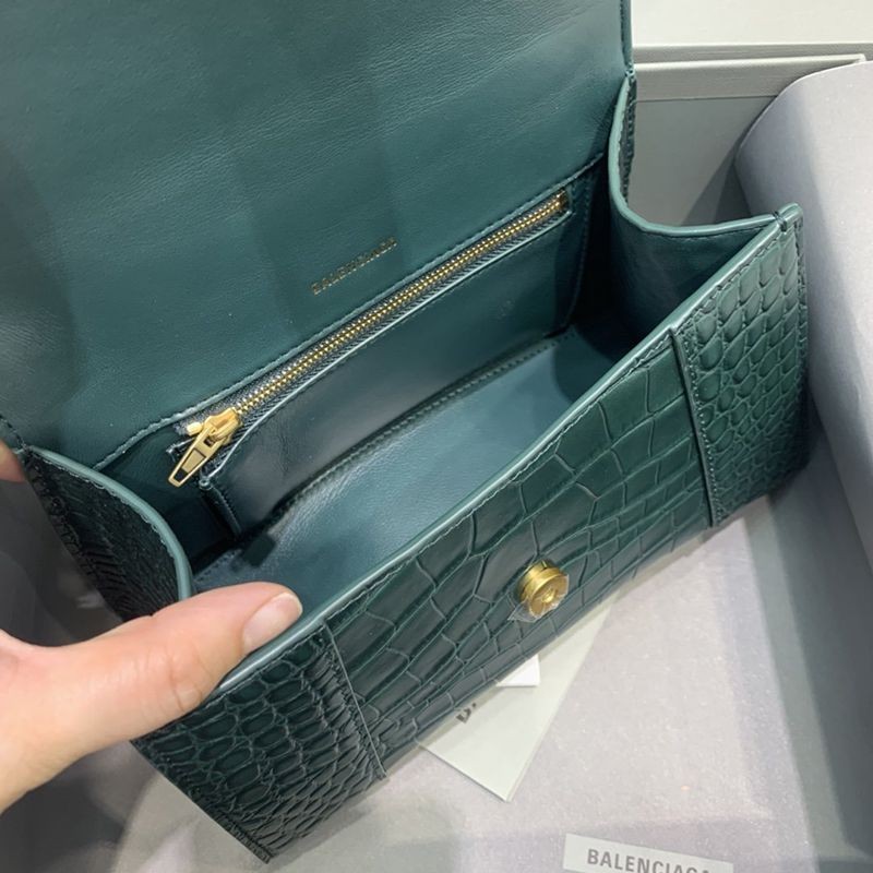21AW新作バレンシアガ 偽物 クロコダイル型押し*HOURGLASS ハンドルバッグ S bar28826N級品