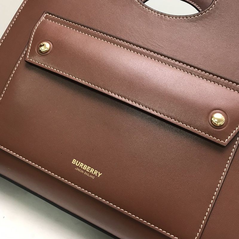 ★日本!!人気！バーバリー コピー スモール トップステッチレザー ポケットトート 80367451通販