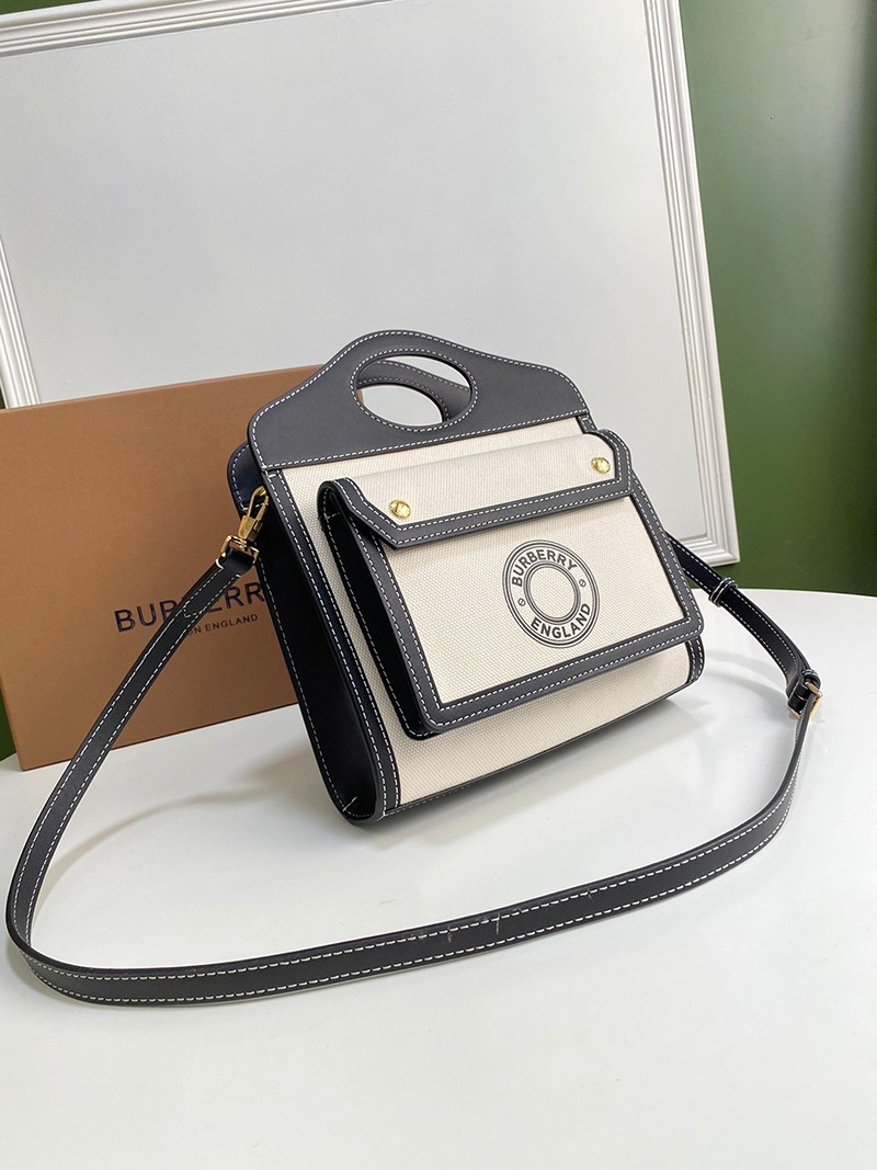 日本未入荷【バーバリー ポケットバッグ コピー】ミニ ツートン キャンバス＆レザー Baj66149高い品質
