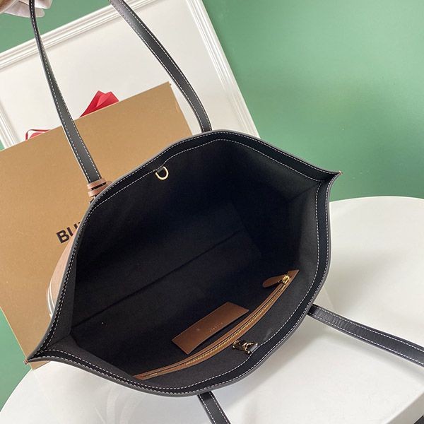 世界中で大人気♪バーバリー ミディアム チェック＆レザー トート 偽物 Bak90632高い品質