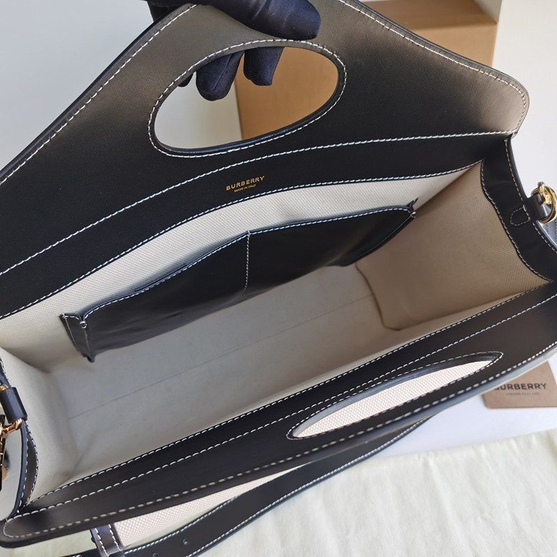 人気急上昇バーバリー ショルダーバッグ コピー ミニ ツートン キャンバス＆レザー ポケットバッグ Baz55041品質保証