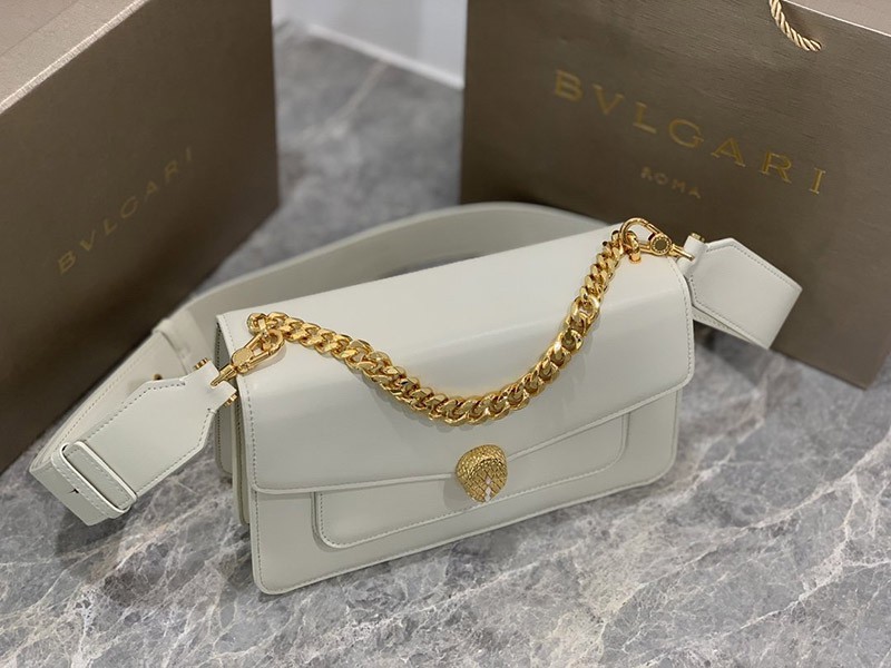 送料込【ブルガリ】新色! SERPENTI FOREVER 白 ナッパ ハンドバッグ Buy87368人気