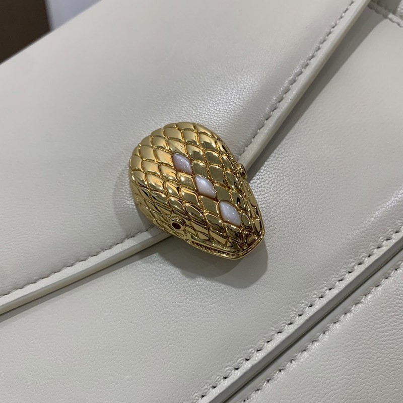送料込【ブルガリ】新色! SERPENTI FOREVER 白 ナッパ ハンドバッグ Buy87368最高級