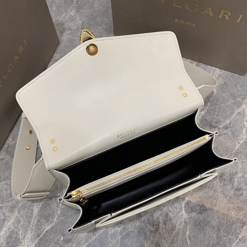 送料込【ブルガリ】新色! SERPENTI FOREVER 白 ナッパ ハンドバッグ Buy87368品質保証