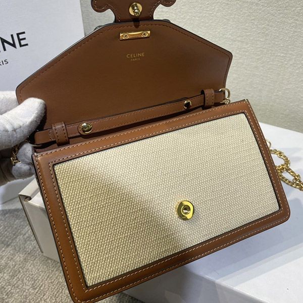 超希少！セリーヌ ティーン キュイル トリオンフバッグ 偽物 タン / ホワイト Cec01400N級品