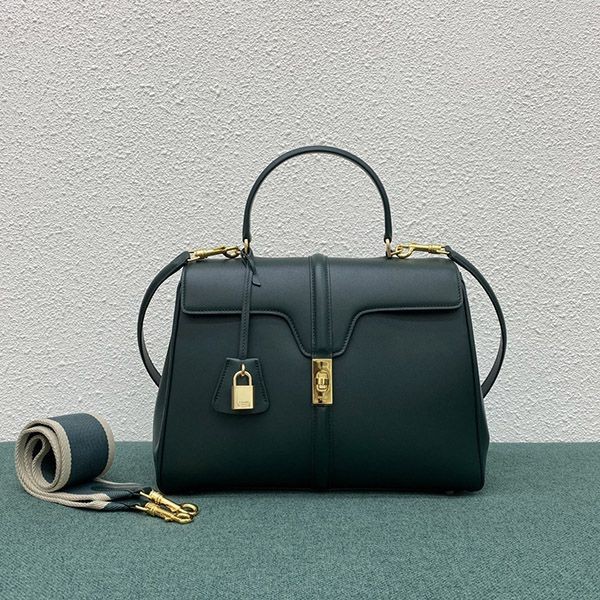 ☆超人気☆セリーヌ 16（セーズ） 偽物 ミディアム ショルダーバッグ グリーン【3サイズ】 Cem85504高い品質