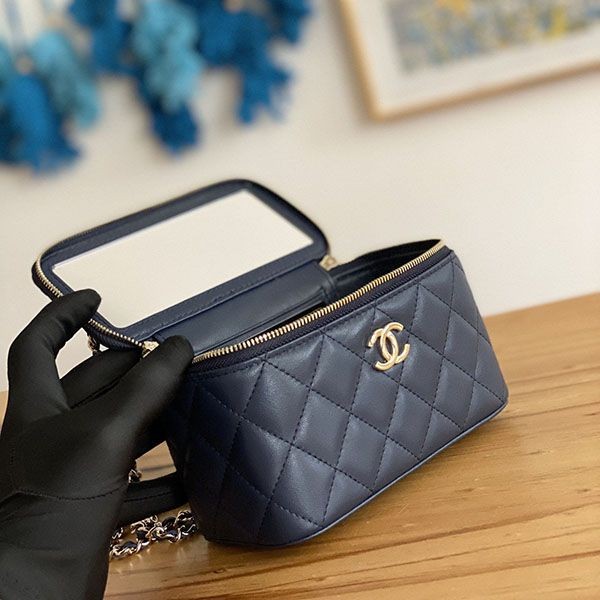 《大人気》シャネルヴァニティ ネイビー シャンパンゴールド shs55355人気