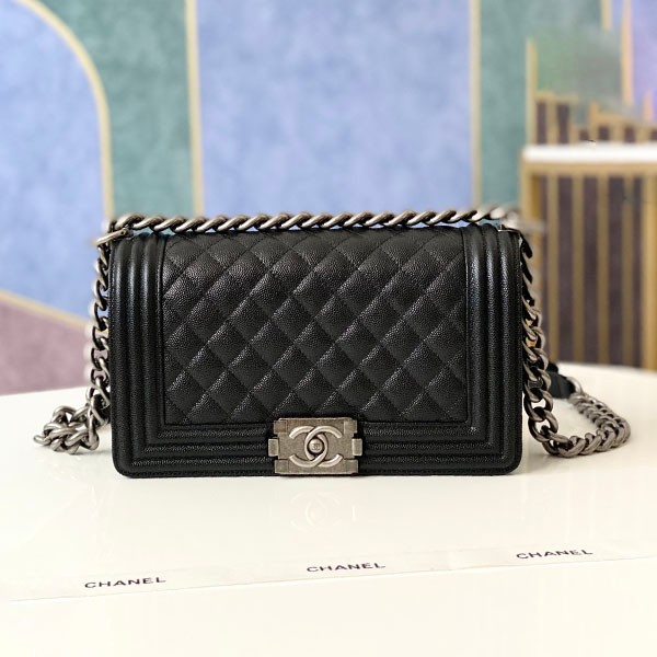シャネル ボーイシャネル25cm コピー ブラック/シルバー金具 shw99193