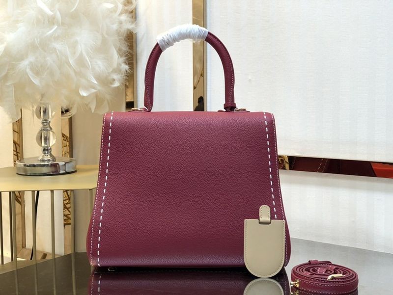 希少色【デルボー スーパーコピー】ブリヨン Ivoryステッチ ミディアムハンドバッグ Dei26018激安送料無料
