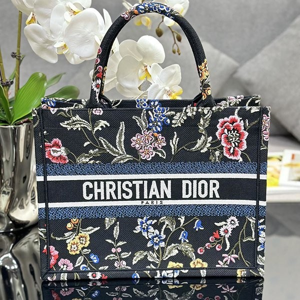 容量大!!ディオール ブックトート コピー Dior Petites Fleurs刺繍 deb77065最高級