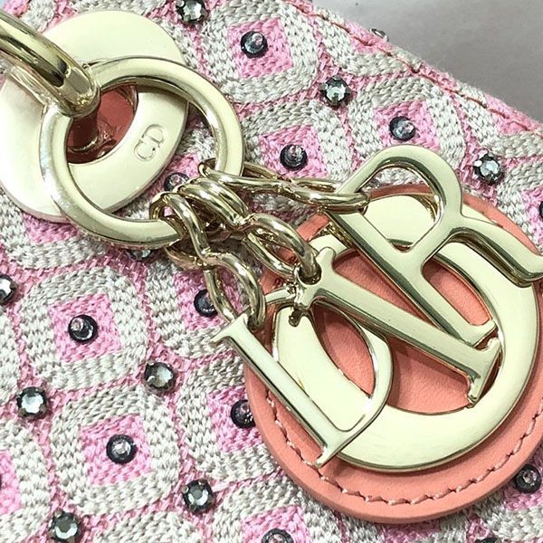 《大人気》ディオール レディ ディオール ミニ ハンドバッグ ピンク 刺繍 dei40416最高級