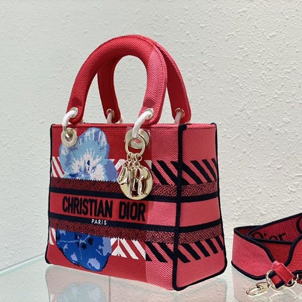 目を惹くカラー【ディオール】MEDIUM LADY D-LITE BAG フラワーポップ刺繍 dev94980通販