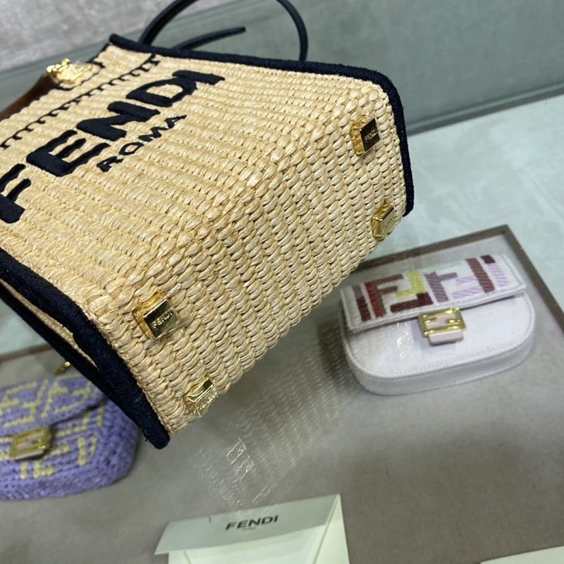 希少色すぐ届 フェンディ ミニショッパーバッグ 偽物 ラフィア 8BS051AFQPF0VPJ高い品質