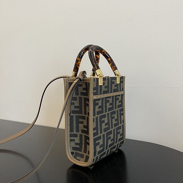 フェンディ ブラウン FF ファブリックミニバッグ コピー fev32185通販