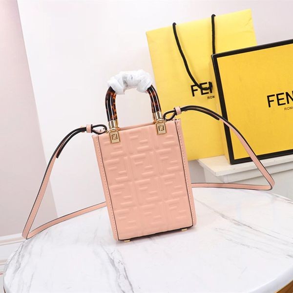 可愛い フェンディ コピー Sunshine Shopper FF柄 レザーミニバッグ fey94469高い品質