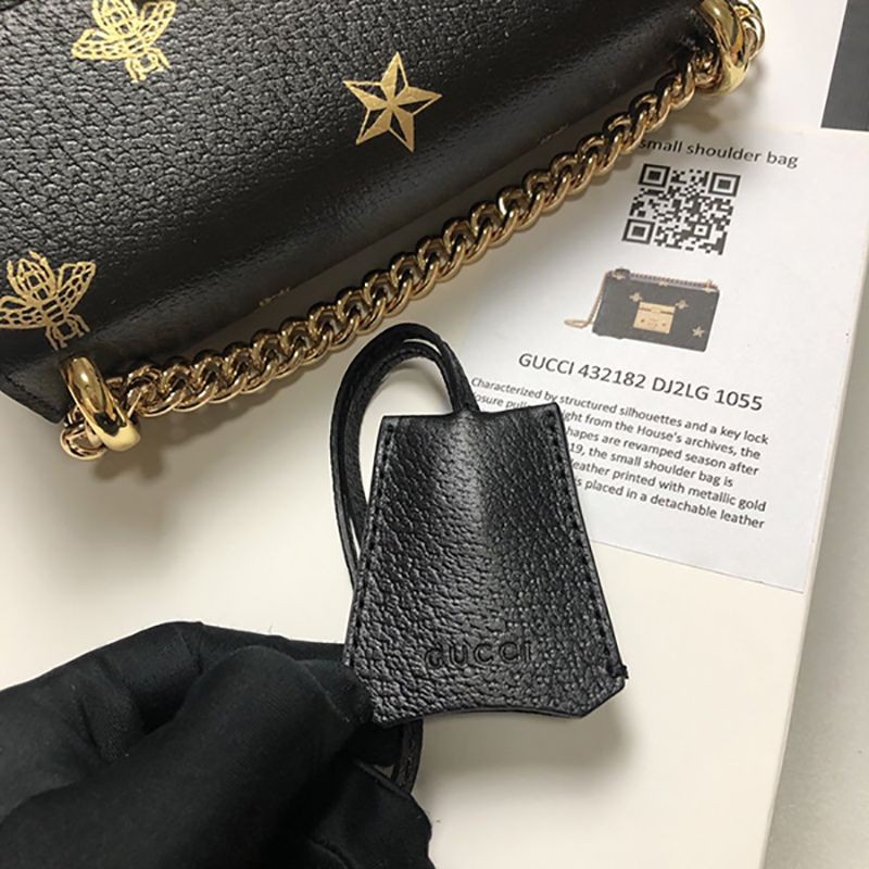 【グッチ】Padlock☆ビー&スター レザースモールショルダーバッグコピー 432182 DJ2LG 1055品質保証