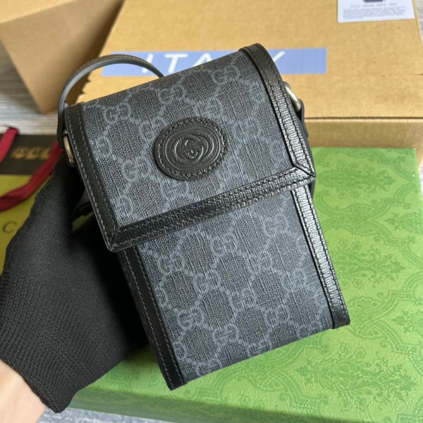 最新グッチ GG 付き ミニ バッグ コピー ロゴ モノグラム ブラック gux68464