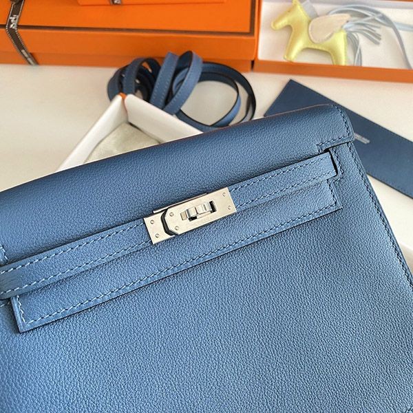 ★日本!!人気！エルメス 偽物 ケリーダンス 22cm ブルー 内縫 2色金具 erm15079代引きを販売