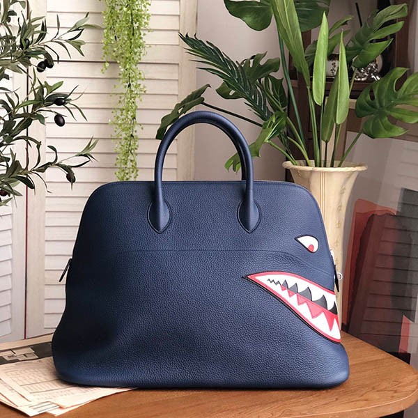 1点限り！エルメス ボリード シャーク コピー 45cm ブルーニュイ ert71674激安送料無料