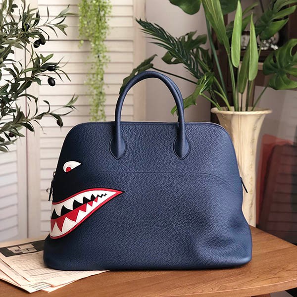 1点限り！エルメス ボリード シャーク コピー 45cm ブルーニュイ ert71674高い品質