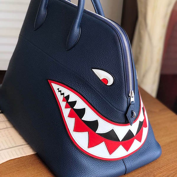 1点限り！エルメス ボリード シャーク コピー 45cm ブルーニュイ ert71674最高級