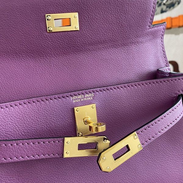 大人気！エルメス ケリーダンス コピー 22cm パープル 内縫 2色金具 eru83538高い品質