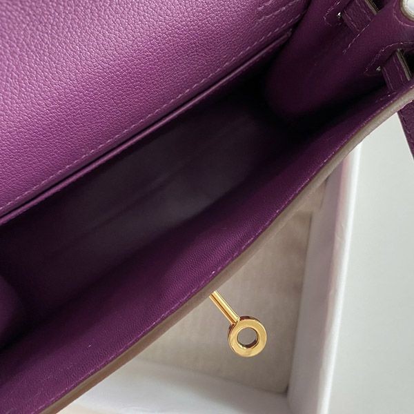 大人気！エルメス ケリーダンス コピー 22cm パープル 内縫 2色金具 eru83538人気