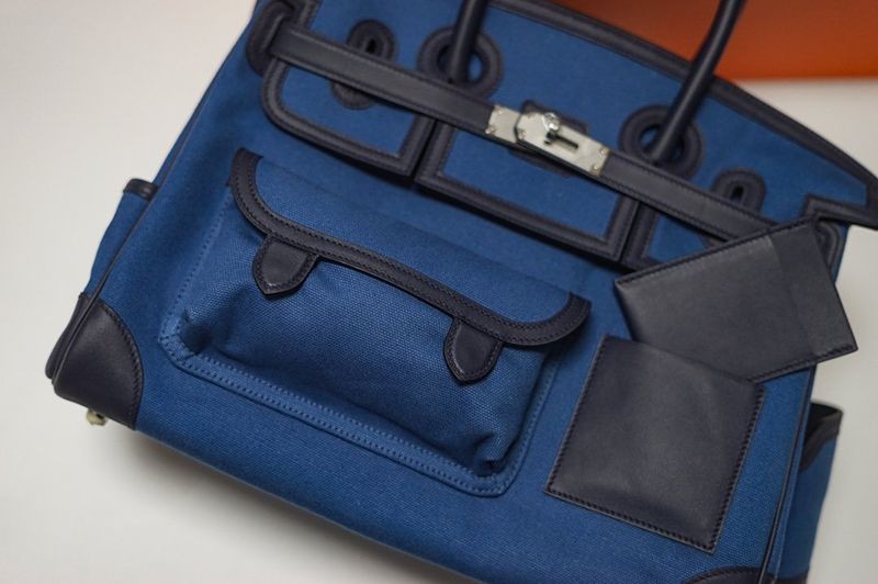 可愛いエルメス バーキン カーゴ 偽物 35cm トワルアッシュ×スイフト ery58763人気