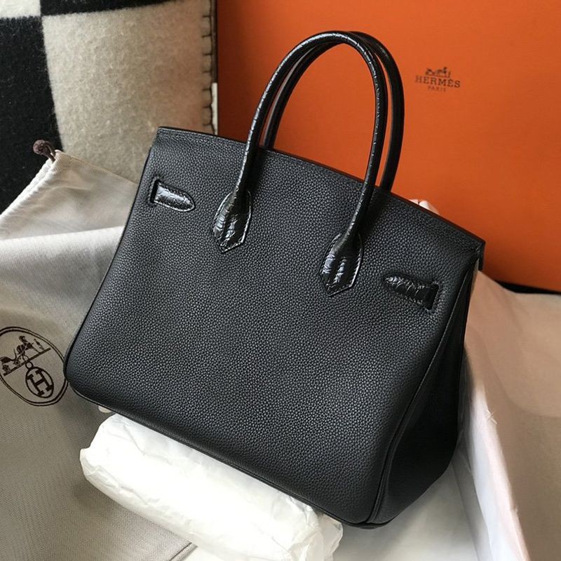 《大人気》エルメス バーキン 偽物 25cm/30cm トゴ ブラック シルバー金具 2サイズ ery67646通販