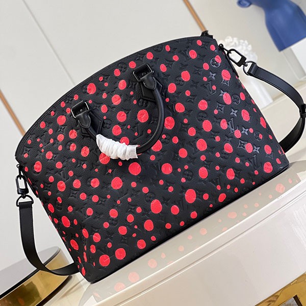 ルイヴィトン × YK 草間彌生 コラボ LOCK IT バッグ コピー 黒赤 たっぷり収納 M21676最高級