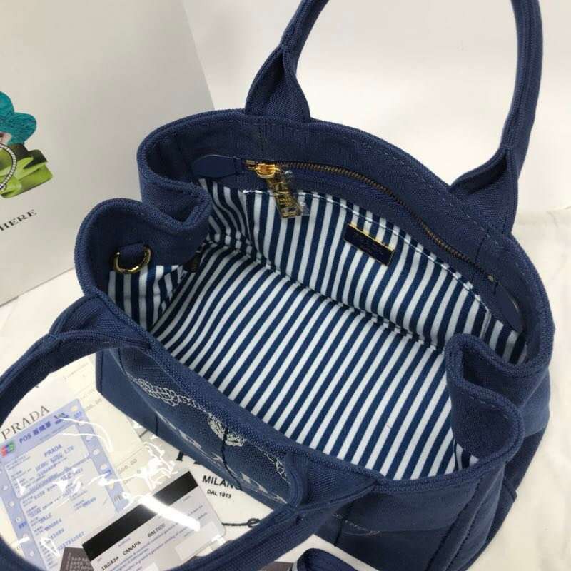 [プラダ] カナパ x レザー トートバッグ 偽物 / ショッピングバッグ puw75591高い品質