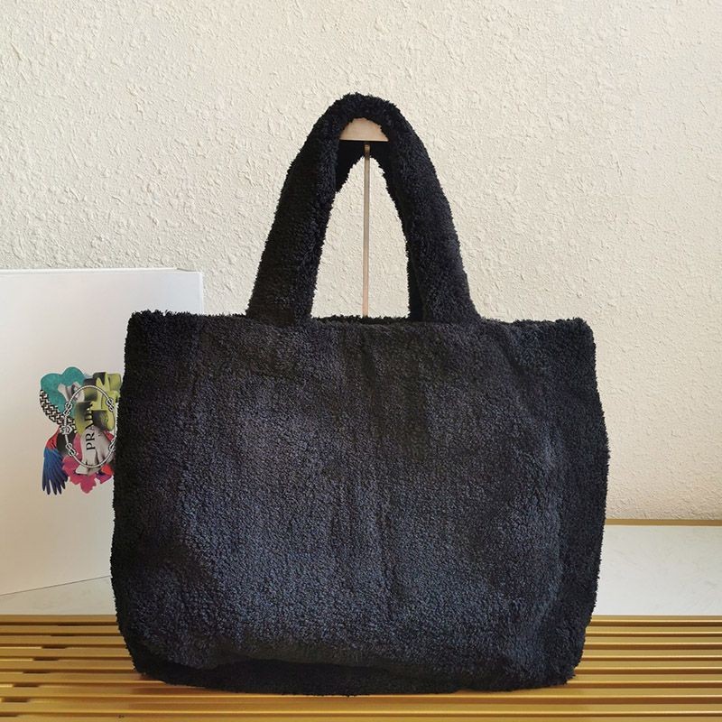 関税送料込 21AW【プラダ】プラダ テリー トートバッグ コピー 黒 pum38219人気