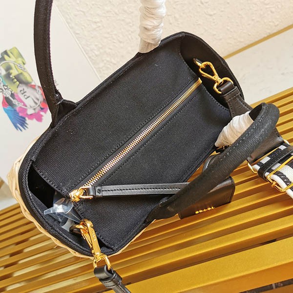 プラダ ウィッカーキャンバス かごバッグ コピー pun59952代引きを販売