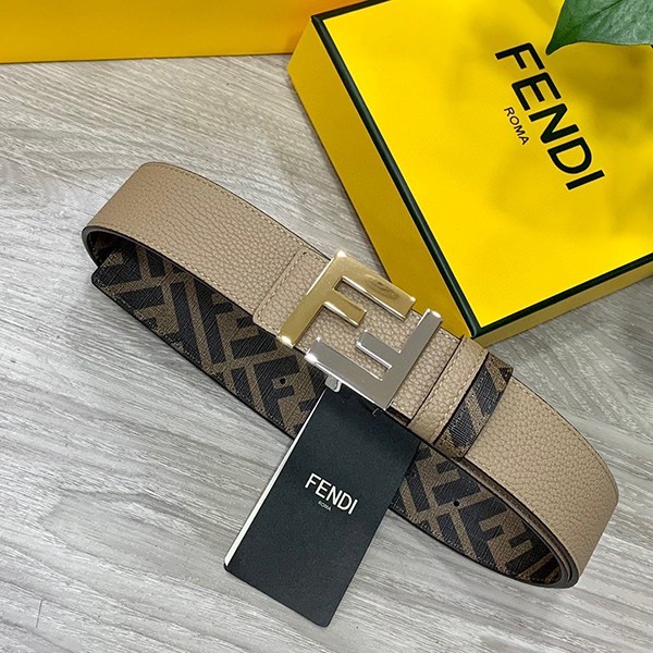 定番 フェンディ グレーレザー ベルトコピー リバーシブル 4.0cm fey24455