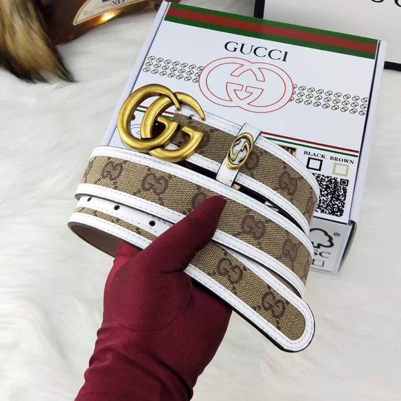 ★日本!!人気！グッチ  キャンバスGG柄ベルト コピーダークブラウン レディース 35mm guj57727人気