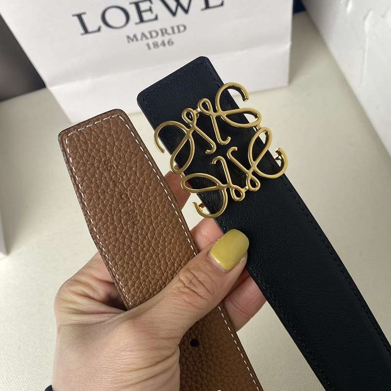 お洒落に♪【ロエベ】カーフレザー アナグラムバックルリバーシブルベルト 激安 loe99761最高級