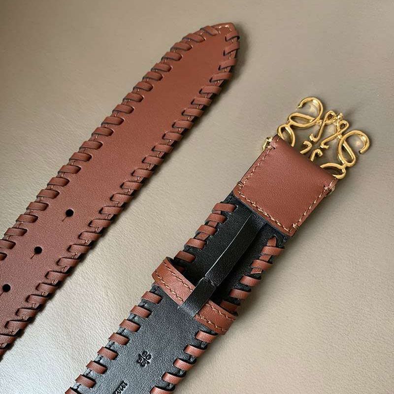【ロエベ】ブレイデッドアナグラムベルト スーパーコピー 4.0cm lox56334高い品質