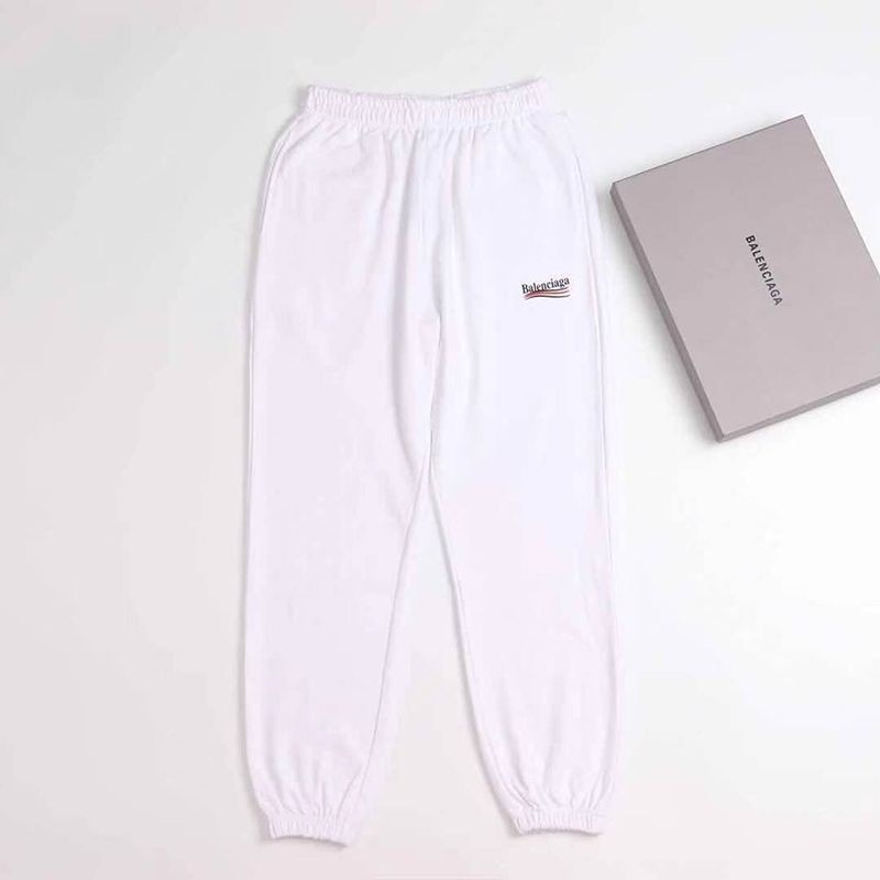 【日本未発売】バレンシアガ Political Campaign Sweat パンツ 偽物★カーリーフリース　ホワイト bai35225