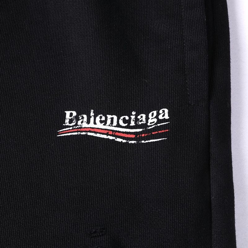 目を惹くカラーバレンシアガ コピー Political Campaign Sweat パンツ★カーリーフリース　ブラック bav26689激安送料無料