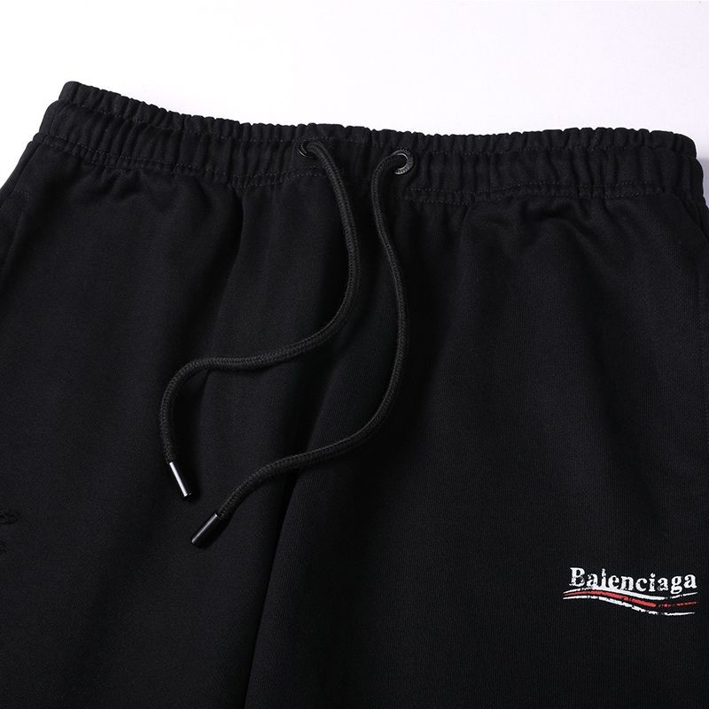 目を惹くカラーバレンシアガ コピー Political Campaign Sweat パンツ★カーリーフリース　ブラック bav26689代引きを販売