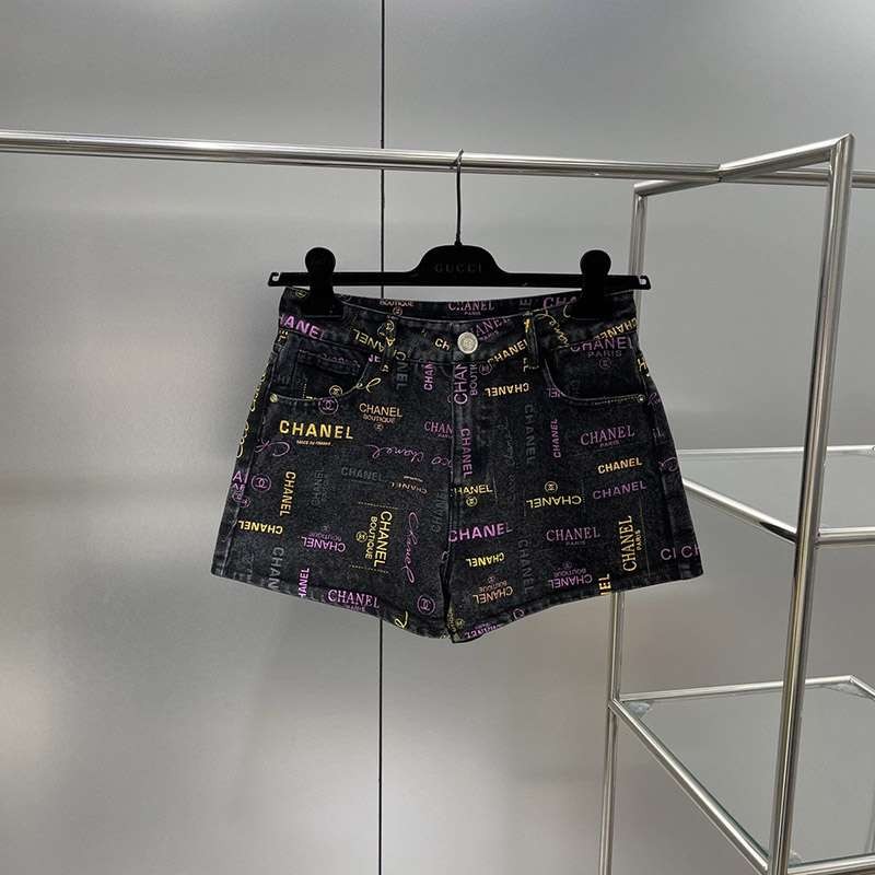 最安値挑戦シャネル プリント デニム ショートパンツ コピー shn13678激安送料無料