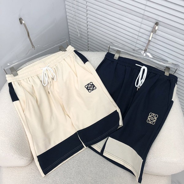 大人気！ロエベ ハーフ・ショートパンツ 偽物 コットン ブラック/ホワイト log94612通販