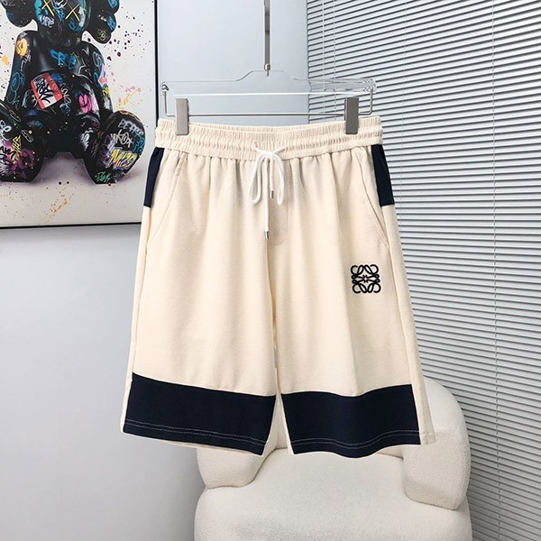 大人気！ロエベ ハーフ・ショートパンツ 偽物 コットン ブラック/ホワイト log94612激安送料無料