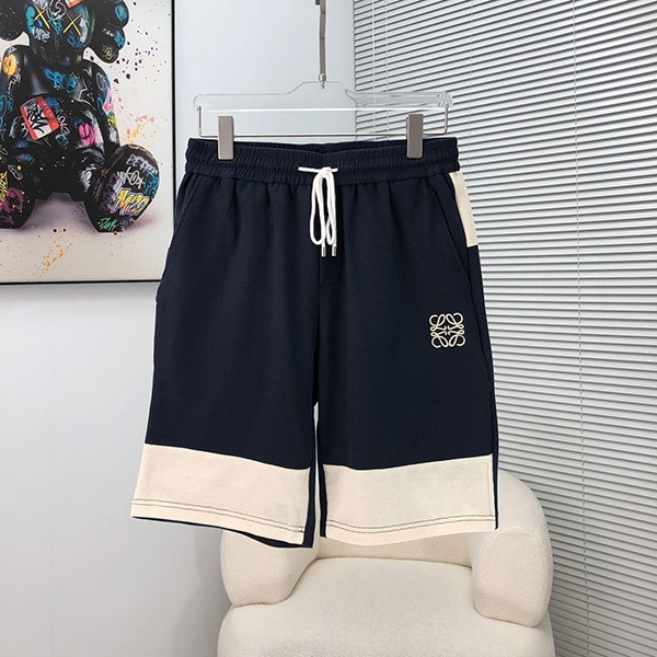 大人気！ロエベ ハーフ・ショートパンツ 偽物 コットン ブラック/ホワイト log94612高い品質