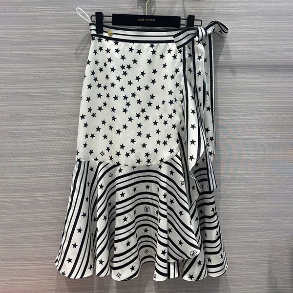 ☆超人気☆ルイヴィトン 偽物 LVサマースターダストフラウンスラップスカート 1AA9XON級品