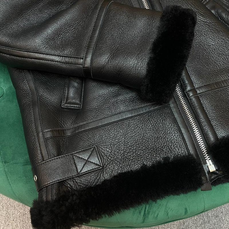 超希少！バレンシアガ Cocoon Aviator ジャケット コピー★シャイニー ラムスキン＆ボンドウール ブラック 646456TKS311069人気