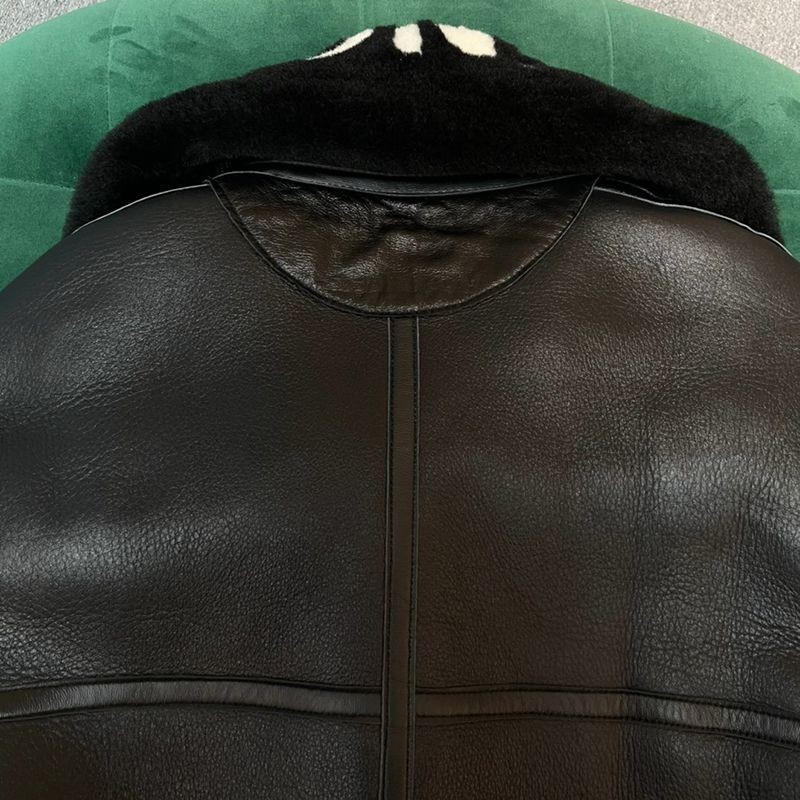 超希少！バレンシアガ Cocoon Aviator ジャケット コピー★シャイニー ラムスキン＆ボンドウール ブラック 646456TKS311069N級品